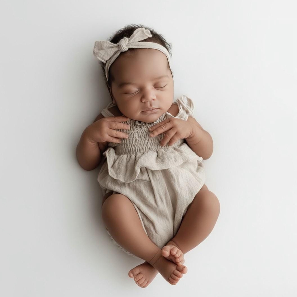 Infant Photography Props Outfit - 新生児写真撮影用小道具女の赤ちゃん黄色リネンコットンオフショルダーフリルタイストラップロンパースソフト幼児写真撮影衣装