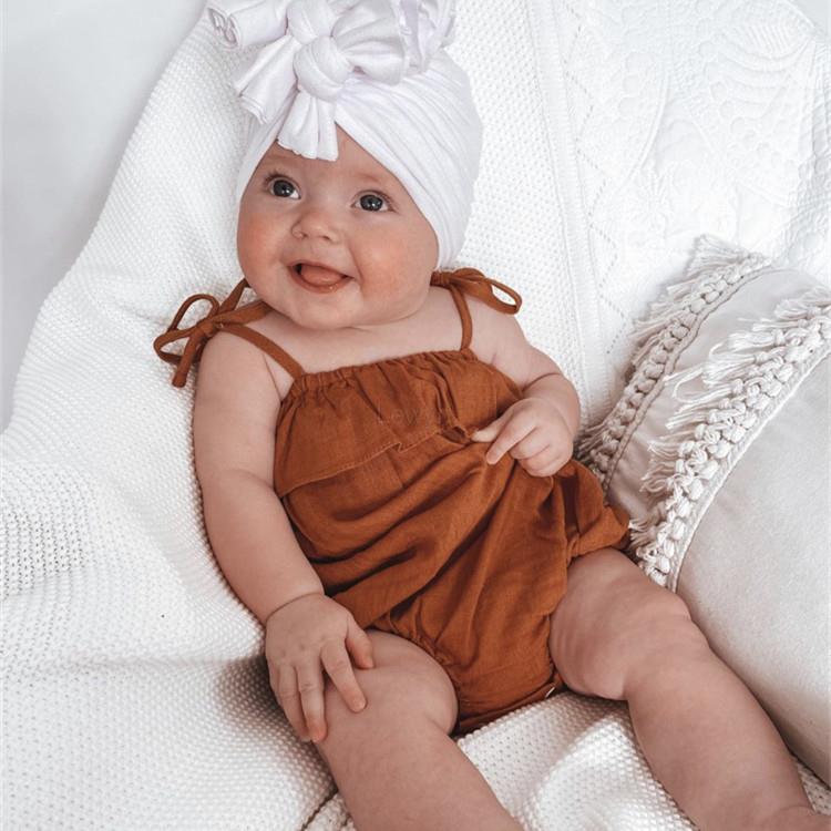 Baby Summer Linen Sleeveless Jumpsuit - 女の赤ちゃんのための夏のロンパース,蝶ネクタイ付きの綿とリネンのロンパーススーツ,小さな女の子のための服