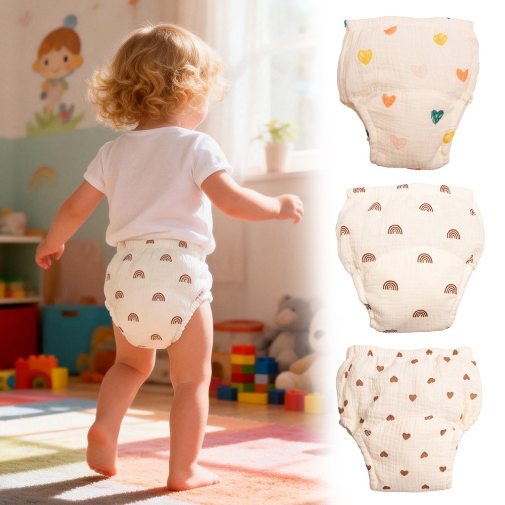 Toddler Training Pants Leak Proof - 綿ガーゼベビートレーニングパンツ通気性防水ベビー洗えるおむつ漏れ防止洗えるおむつパンツ幼児用