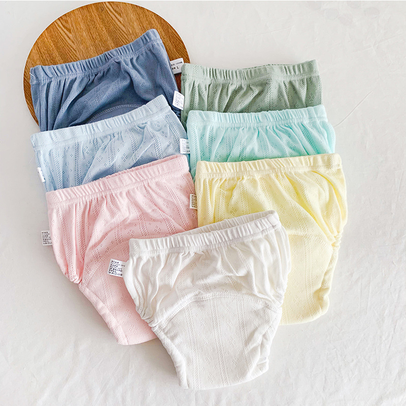 Toddler Training Pants Leak Proof - 4ピース/ロットベビートレーニングパンツ漏れ防止洗える防水綿幼児幼児のおむつ中空アウト通気性6層股
