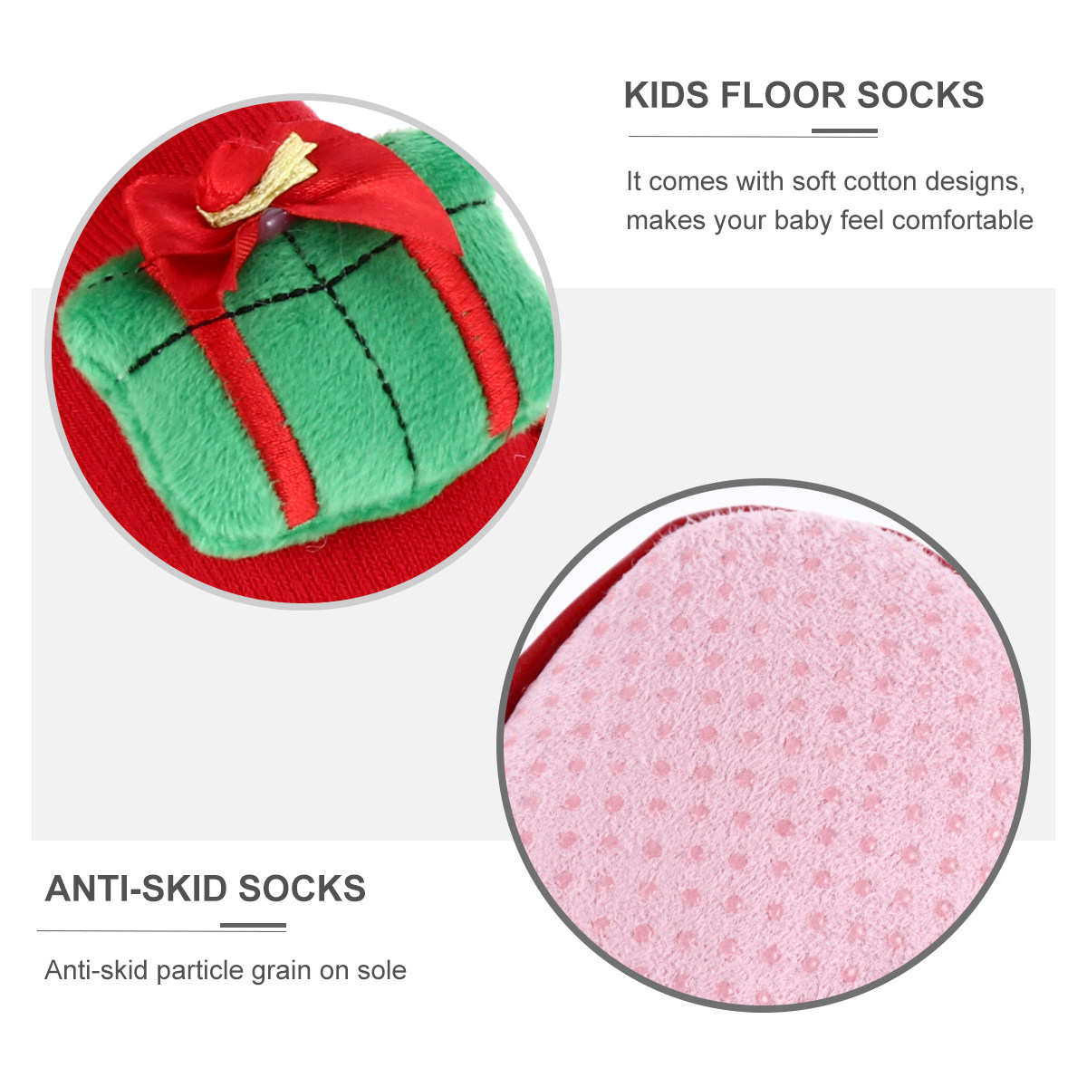 Unisex Baby Socks Non Slip - 滑り止め付きの幼児用フロアソックス1足。クリスマス柄の綿素材で、立ったり歩いたりする際の安全性を高めます。可愛らしい漫画のデザインで、お子様にも喜ばれます。