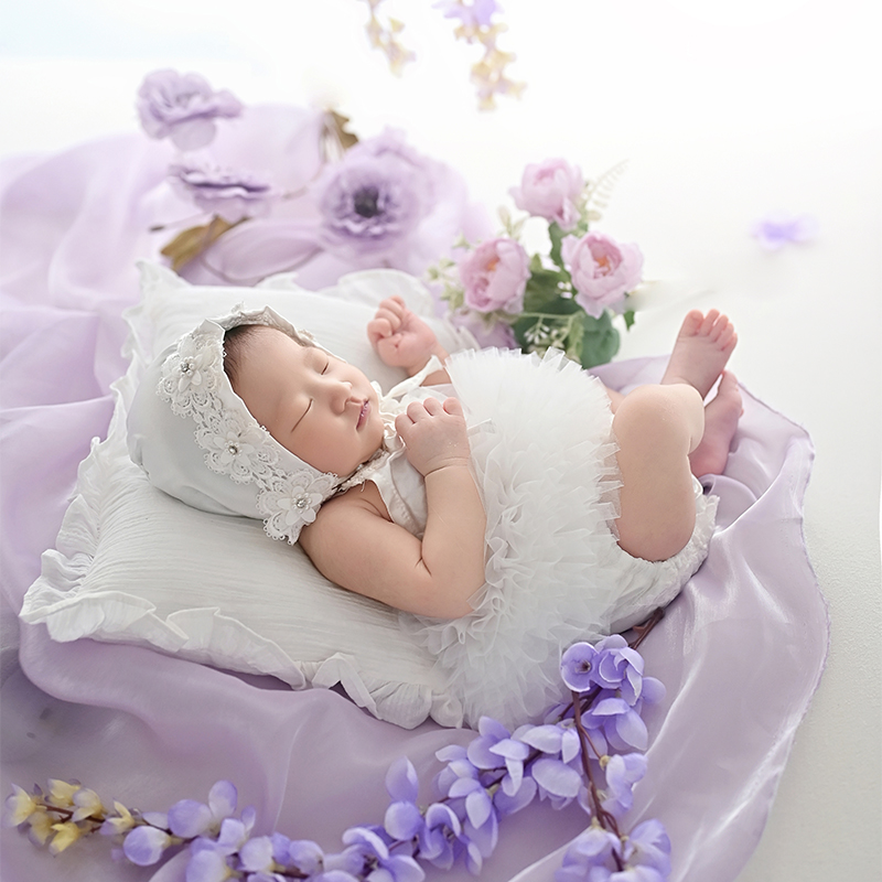 Infant Photography Props Outfit - 新生児写真撮影用衣装 女の赤ちゃん用レース帽子とチュチュスカートセット 幼児用プリンセス写真撮影用小道具 新生児ベビーシャワーギフト用