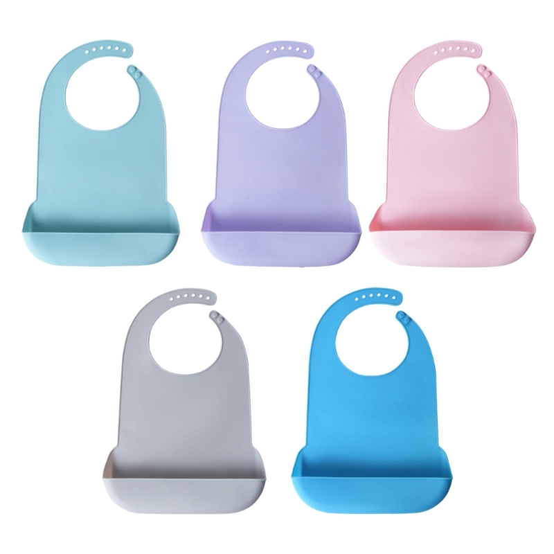 Waterproof Baby Bibs Silicone - 食品グレードのシリコーン大人用よだれかけ防水げっぷ布フードキャッチャー部分付き3D固体高齢者給餌エプロン