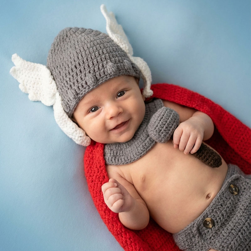 Infant Photography Props Outfit - 新生児写真撮影小道具トールベビーコスチュームアベンジャーズスーパーヒーローキャラクターコスプレ衣装幼児男の子写真撮影服セット