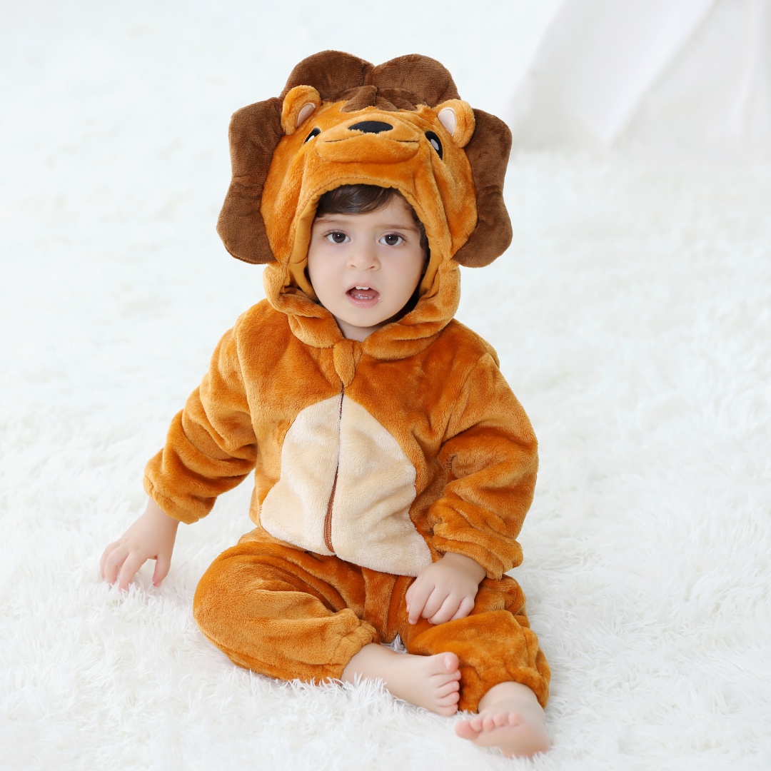 新生児かわいいライオン動物漫画ロンパース服女の子パジャマ長袖 - Cotton Baby Onesies Zipper のレビューと価格