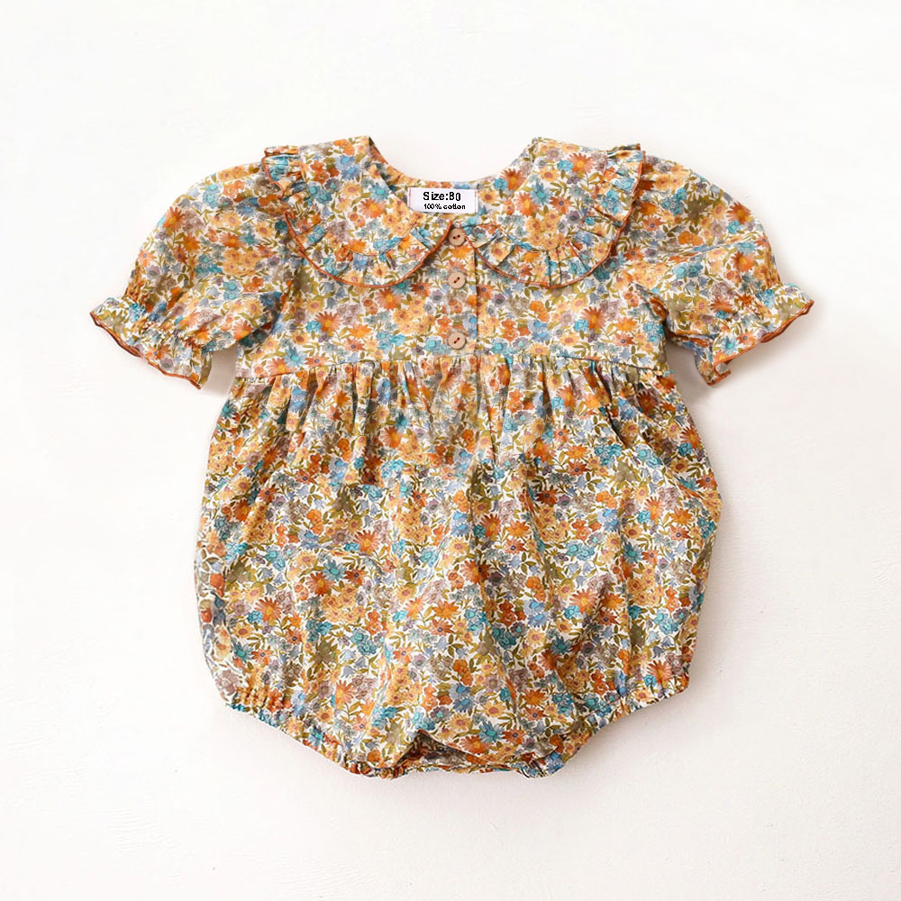 夏の新生児用ワンピース服 可愛い花柄女の子ロンパース 綿ベビ - Newborn Baby Girl Romper Floral のレビューと価格