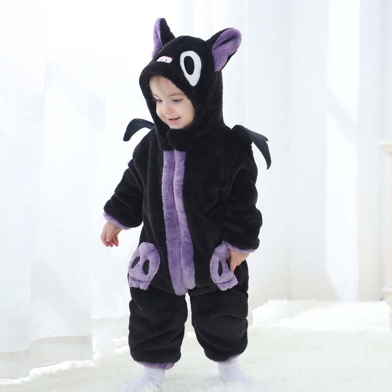 新生児用黒紫猫柄ロンパース フード付きボディスーツ 動物ジャ - Cotton Baby Onesies Zipper のレビューと価格