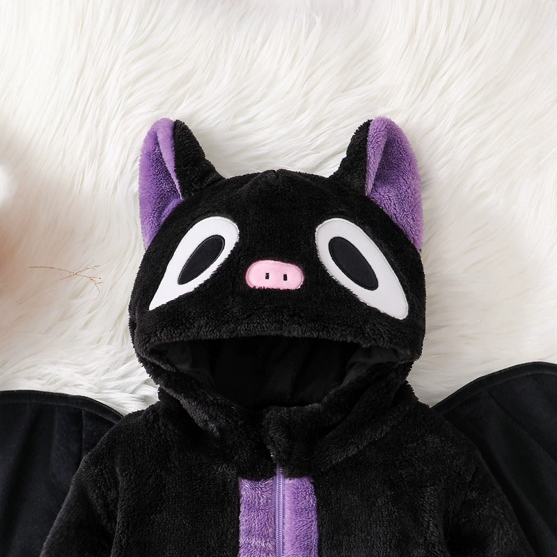 新生児用黒紫猫柄ロンパース フード付きボディスーツ 動物ジャ - Cotton Baby Onesies Zipper のレビューと価格