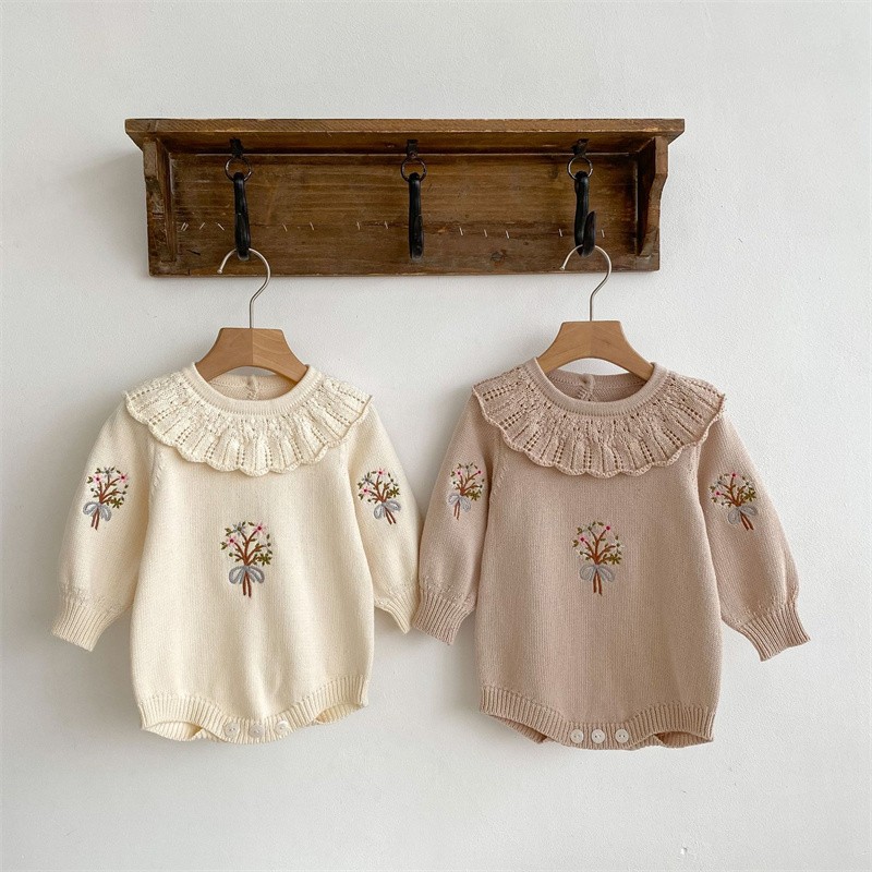 生まれたばかりの男の子と女の子のためのニットジャンプスーツ, - Newborn Baby Girl Romper Floral のレビューと価格