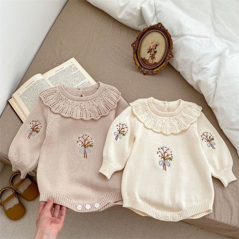 生まれたばかりの男の子と女の子のためのニットジャンプスーツ, - Newborn Baby Girl Romper Floral のレビューと価格