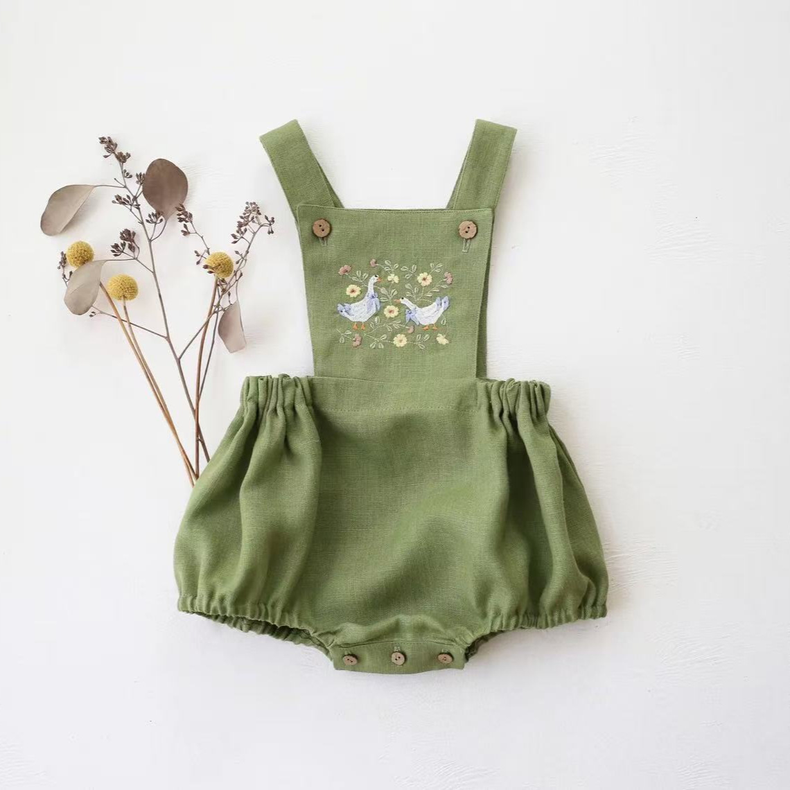 カントリースタイル 2026 夏の新作ベビーロンパース 刺繍 - Baby Summer Linen Sleeveless Jumpsuit のレビューと価格
