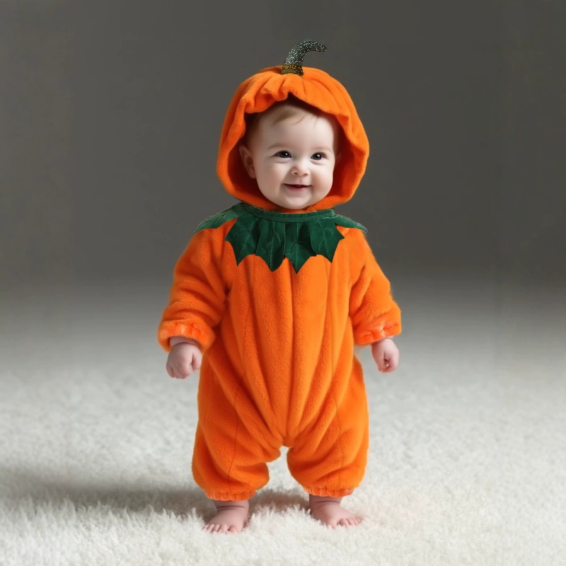 新生児用パンプキンロンパース フード付きボディスーツ ハロウ - Cotton Baby Onesies Zipper のレビューと価格