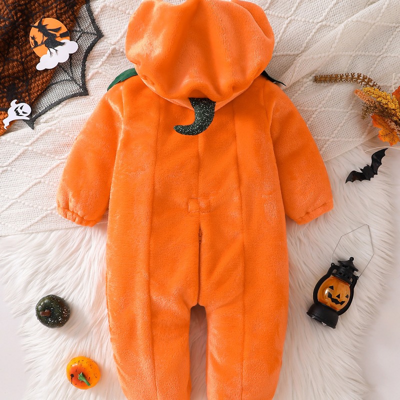 新生児用パンプキンロンパース フード付きボディスーツ ハロウ - Cotton Baby Onesies Zipper のレビューと価格