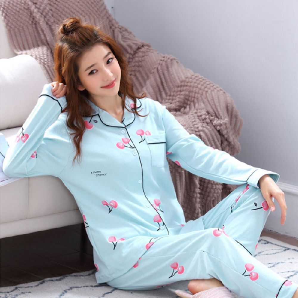 長袖女性用ツーピースパジャマゆったりフィット綿素材パジャマス - Maternity Wear のレビューと価格
