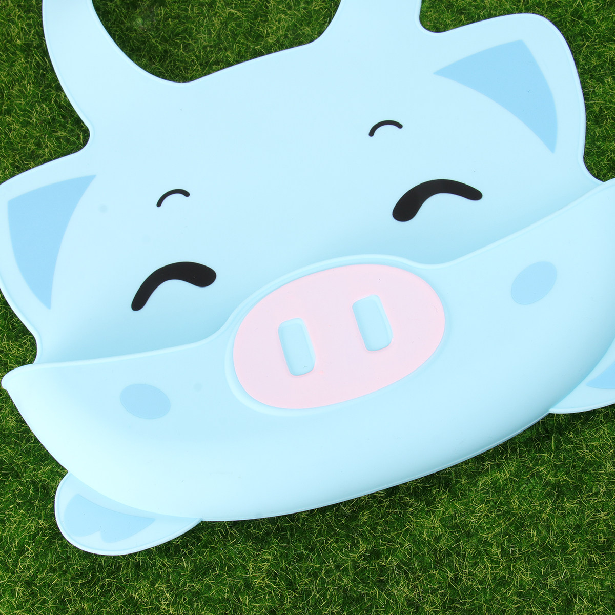 赤ちゃん用シリコン製防水よだれかけ1枚。かわいい豚の柄で、柔 - Waterproof Baby Bibs Silicone のレビューと価格