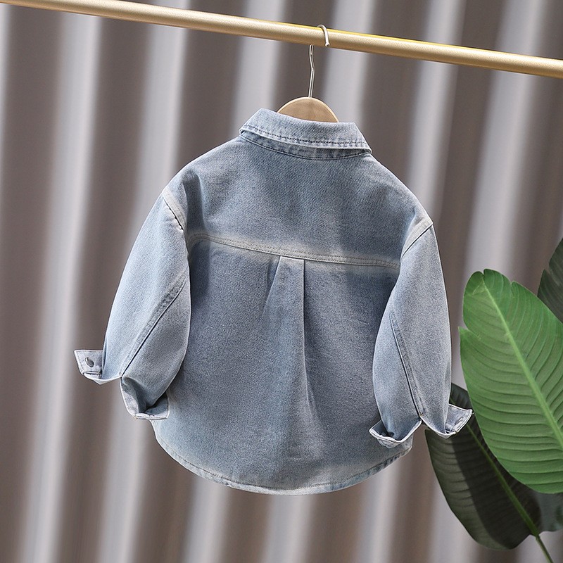 春秋のファッション男の子デニムジャケットフロントポケット幼児 - Baby Clothes のレビューと価格