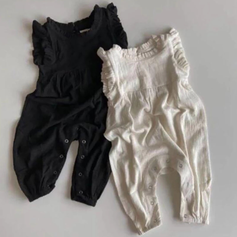2026年夏、新作ベビーロンパース。袖なしの幼児用女の子用ジ - Baby Summer Linen Sleeveless Jumpsuit のレビューと価格