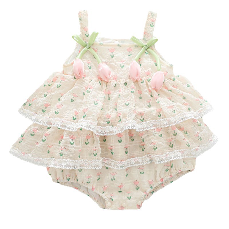 2026年ベビーガールサマープリンセスストラップボディスーツ - Newborn Baby Girl Romper Floral のレビューと価格