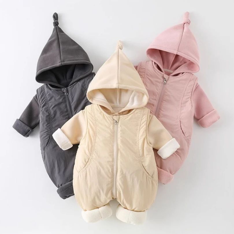 冬用厚手コットンベビーロンパースユニセックス新生児綿入りスー - Cotton Baby Onesies Zipper のレビューと価格