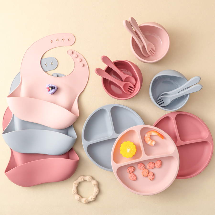 5 個ベビーシリコーン給餌セットラウンドダイニングプレート吸 - Waterproof Baby Bibs Silicone のレビューと価格