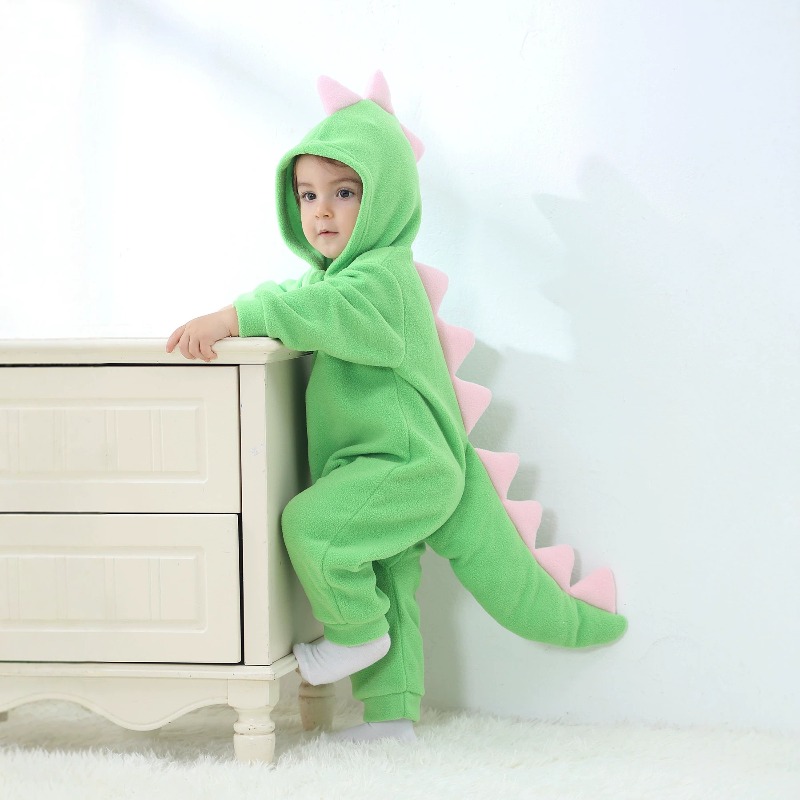 新生児用グリーン恐竜ロンパース フード付きボディスーツ ジャ - Cotton Baby Onesies Zipper のレビューと価格