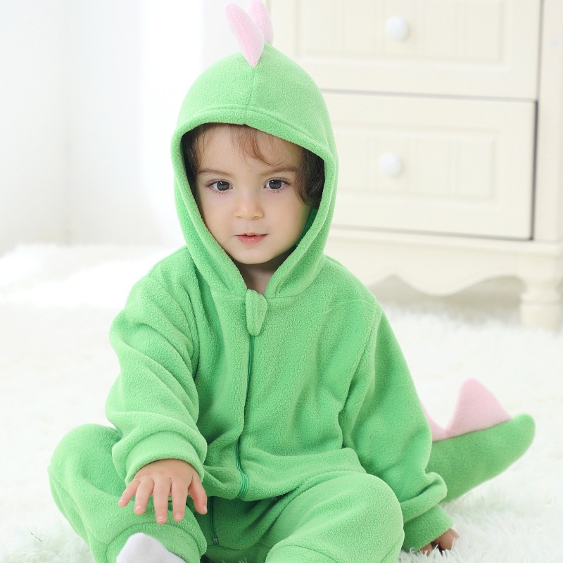 新生児用グリーン恐竜ロンパース フード付きボディスーツ ジャ - Cotton Baby Onesies Zipper のレビューと価格