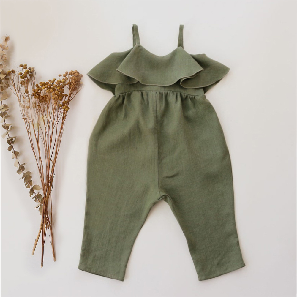 0〜3歳の女の赤ちゃんのための夏のジャンプスーツ,女の赤ちゃ - Baby Summer Linen Sleeveless Jumpsuit のレビューと価格