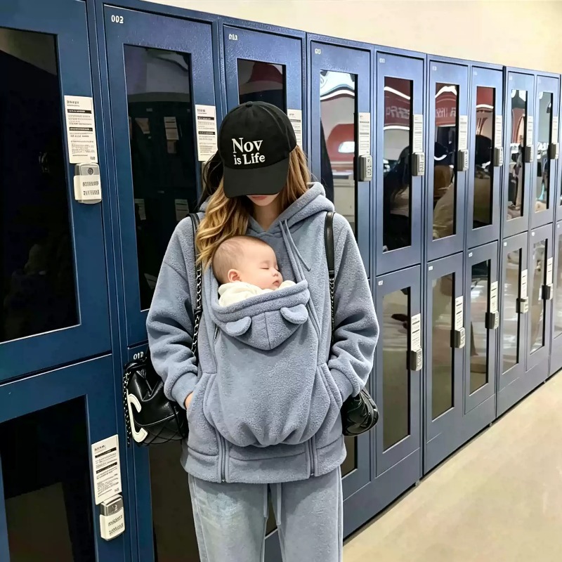 2WAY仕様のカンガルーポケット付きベビーウェア、フリース素 - Maternity Wear のレビューと価格