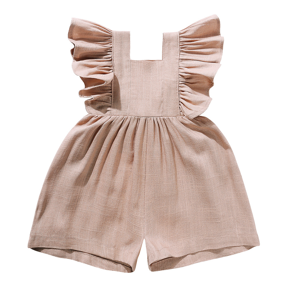夏用ベビー服 ユニセックス 女の子用ロンパース リネン カジ - Baby Summer Linen Sleeveless Jumpsuit のレビューと価格
