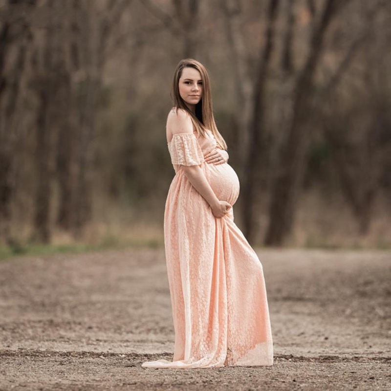 妊娠中の女性のためのマタニティドレス,裸の肩,フリルスリーブ - Maternity Wear のレビューと価格