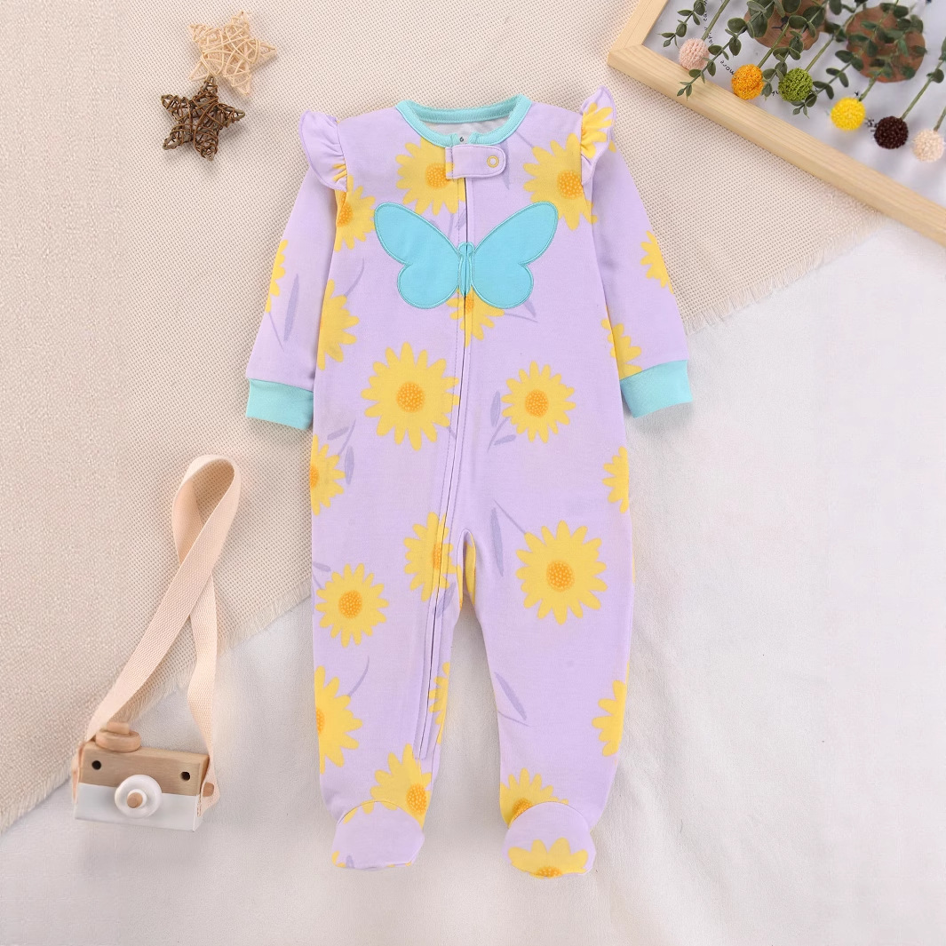 新生児用純綿ロンパースパジャマ 可愛い漫画ユニコーン柄 長袖 - Cotton Baby Onesies Zipper のレビューと価格