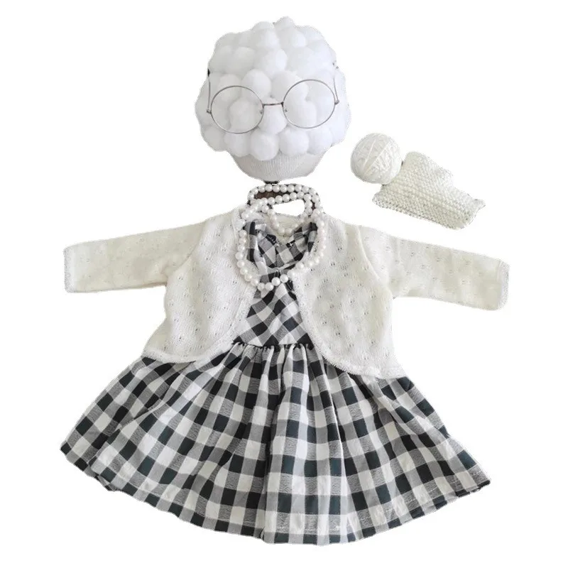 新生児写真撮影小道具女の赤ちゃんおばあちゃん衣装男の子おじい - Infant Photography Props Outfit のレビューと価格