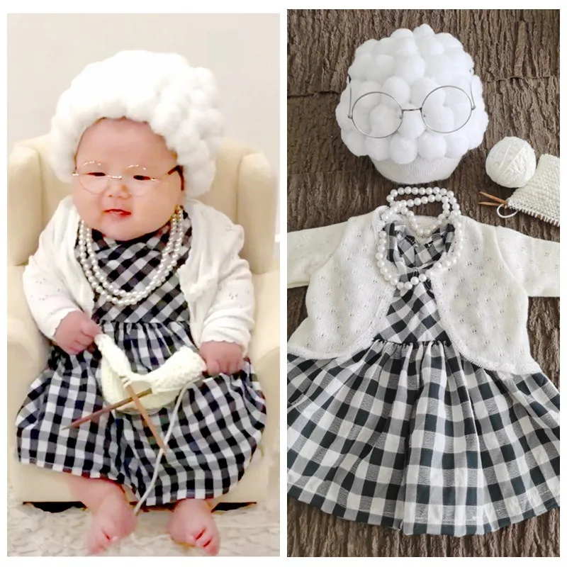 新生児写真撮影小道具女の赤ちゃんおばあちゃん衣装男の子おじい - Infant Photography Props Outfit のレビューと価格