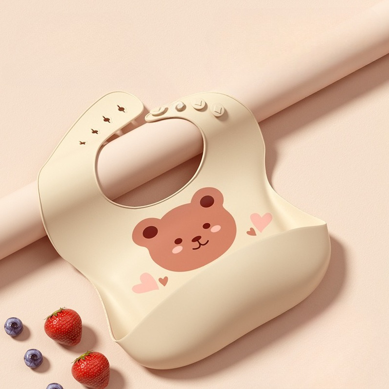 防水ベビービブソフトシリコンスカーフかわいい漫画クマプリント - Waterproof Baby Bibs Silicone のレビューと価格
