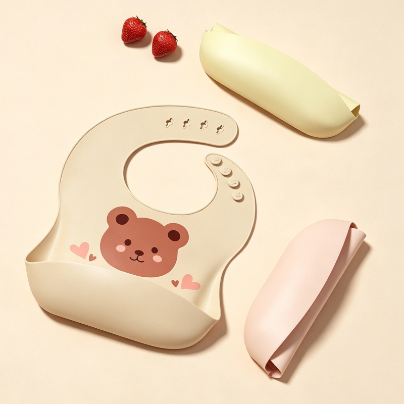 防水ベビービブソフトシリコンスカーフかわいい漫画クマプリント - Waterproof Baby Bibs Silicone のレビューと価格