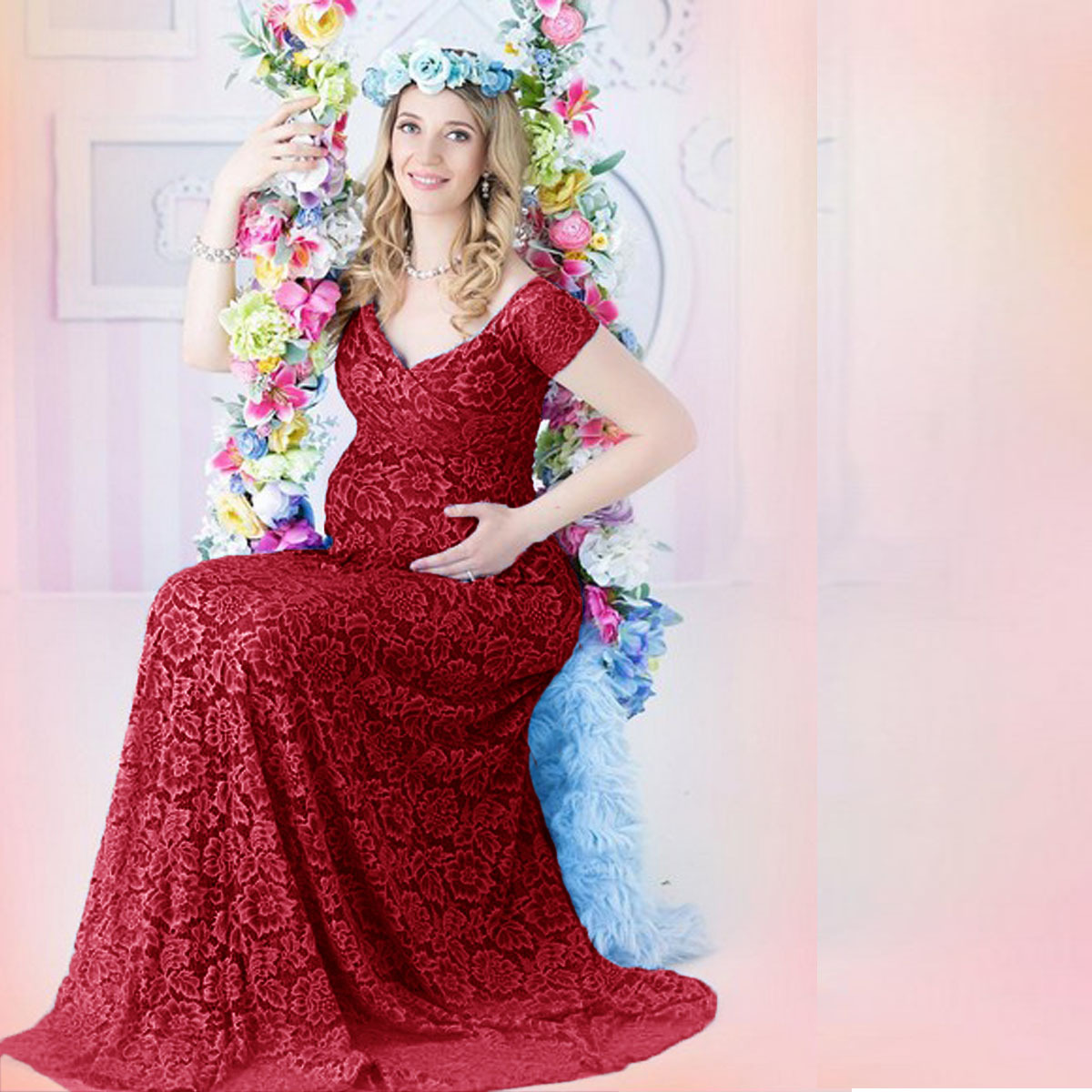 ヨーロッパ系アメリカ人向けマタニティウェア、レースのトレーン - Maternity Wear のレビューと価格