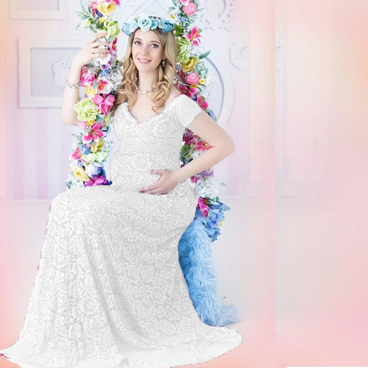 ヨーロッパ系アメリカ人向けマタニティウェア、レースのトレーン - Maternity Wear のレビューと価格