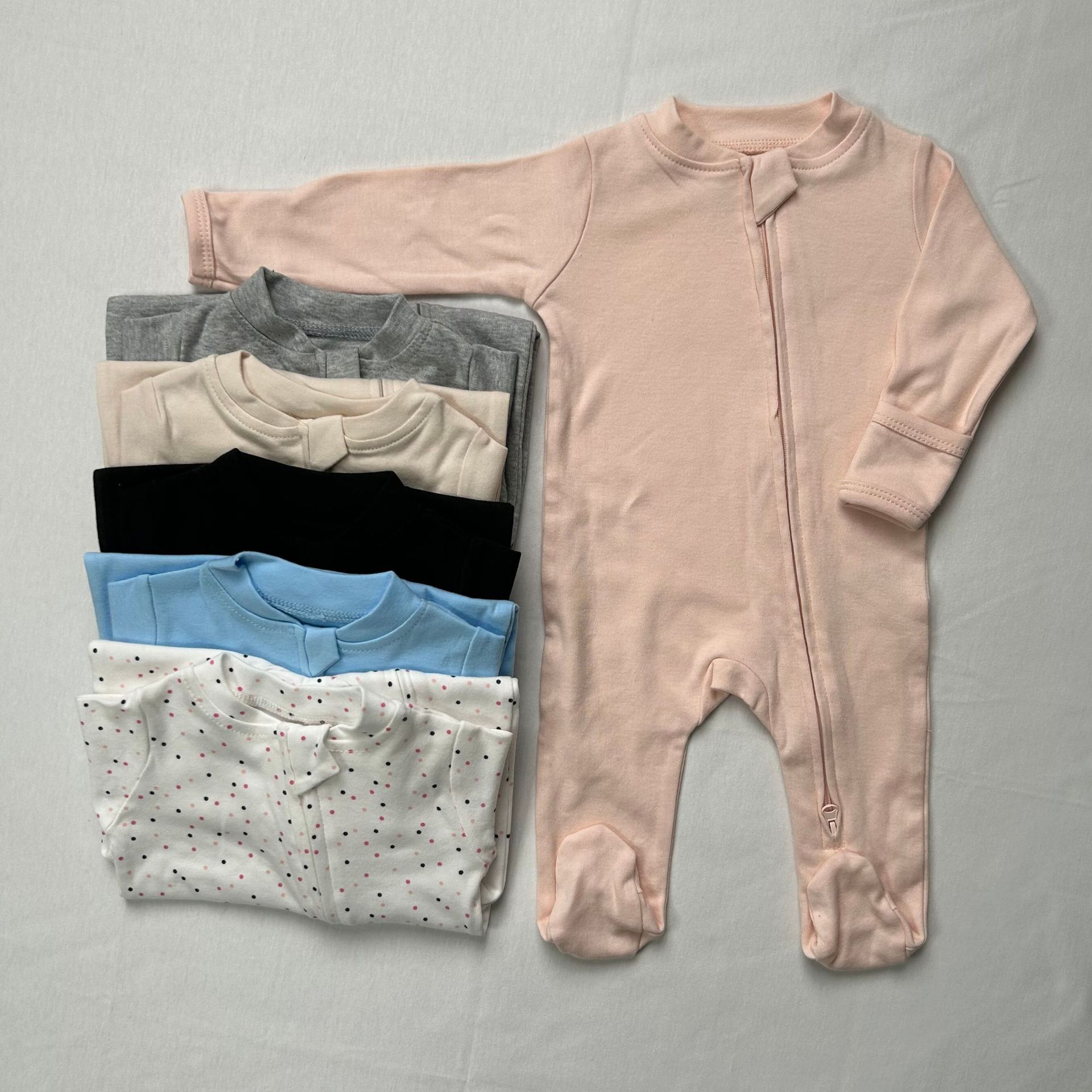 男女兼用ベビー用トライアングルロンパース、綿製長袖ダブルジッ - Cotton Baby Onesies Zipper のレビューと価格
