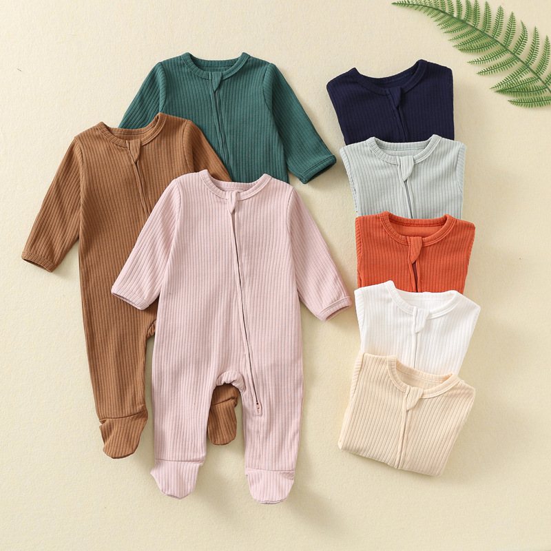 ベビーロンパース秋と冬のベビークライミング服長袖ジッパークラ - Cotton Baby Onesies Zipper のレビューと価格