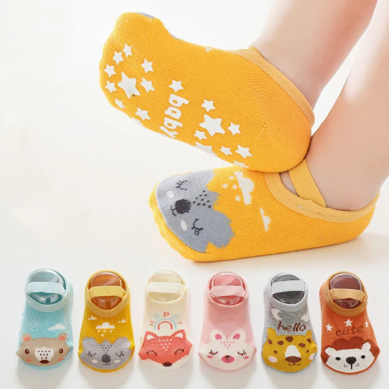 0-3 年新生児女の子男の子靴下ノンスリップ綿漫画プリント子 - Unisex Baby Socks Non Slip のレビューと価格