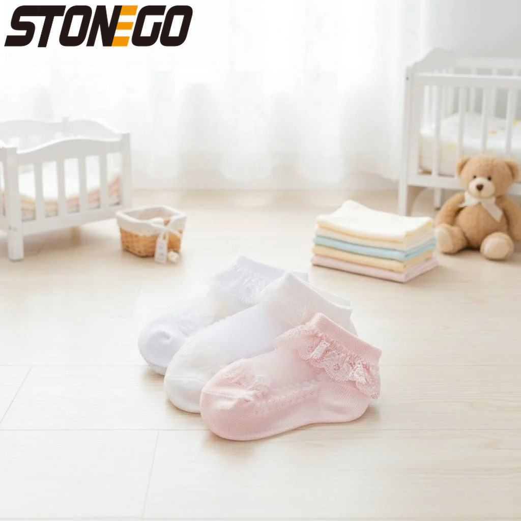 かわいいレース花柄ネットベビーソックス綿ノンスリップソール新 - Unisex Baby Socks Non Slip のレビューと価格
