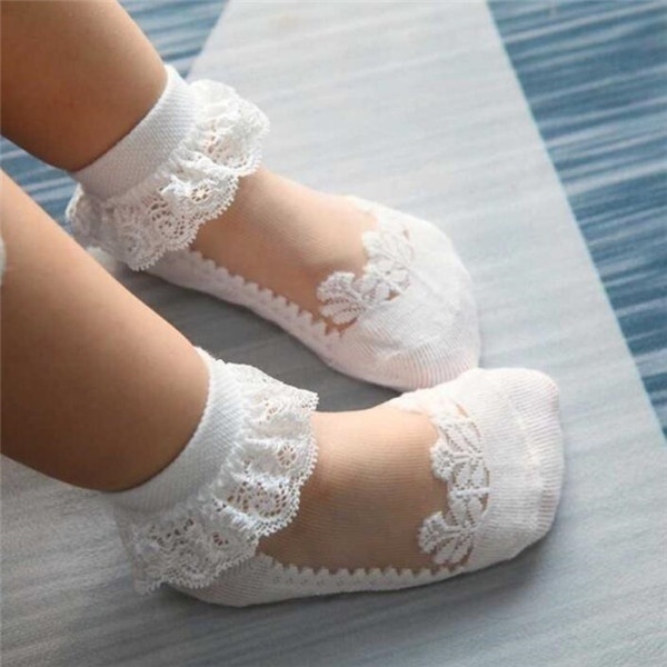 かわいいレース花柄ネットベビーソックス綿ノンスリップソール新 - Unisex Baby Socks Non Slip のレビューと価格