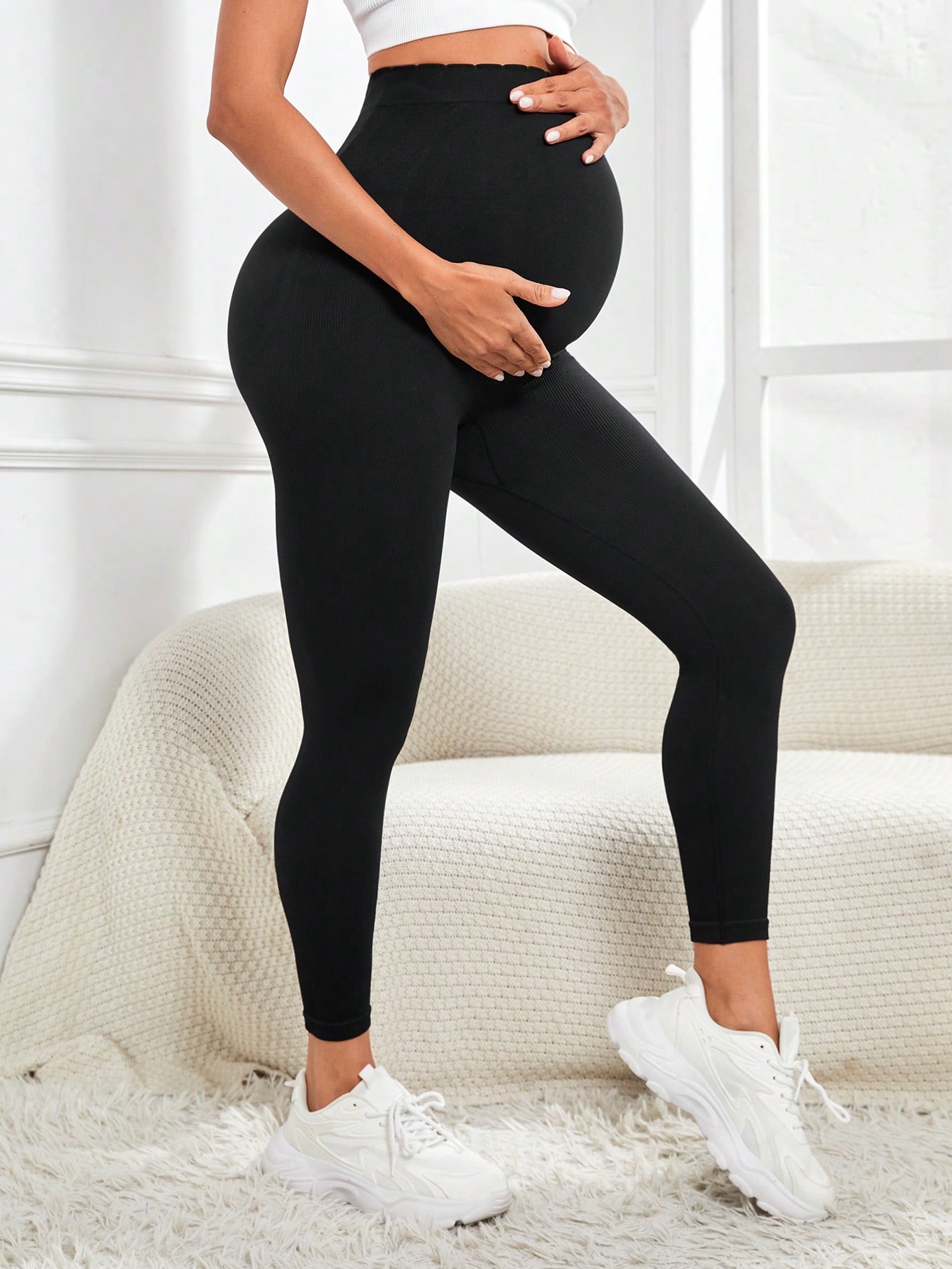 女性のマタニティ レギンス お腹の上 妊娠 アクティブウェア - Maternity Wear のレビューと価格