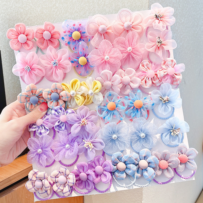10個入り子供用メッシュフラワーヘアループ、優れた伸縮性、ベ - Baby Gear のレビューと価格