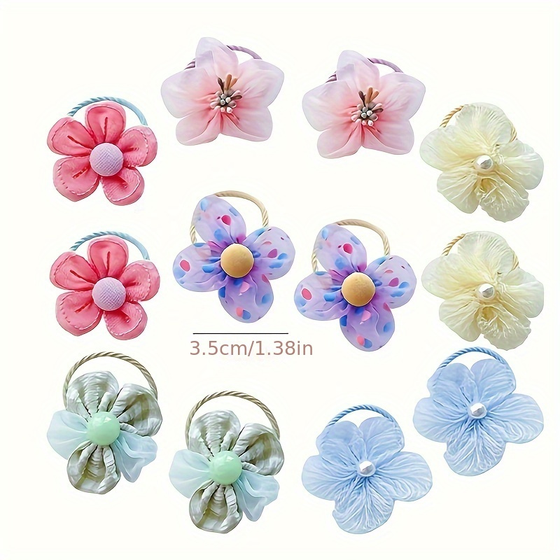 10個入り子供用メッシュフラワーヘアループ、優れた伸縮性、ベ - Baby Gear のレビューと価格